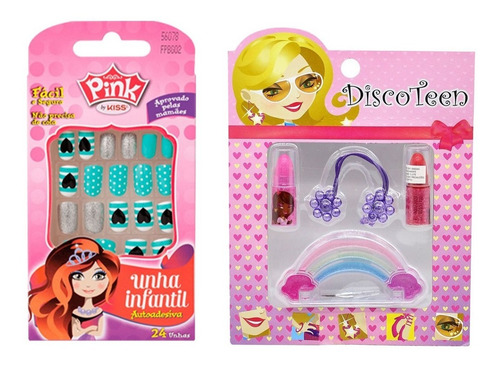 Imagem 3 de 7 de Kit Maquiagem Infantil Com Lata Completo Kmlt2 + Brindes