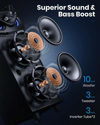 Máquina De Karaoke, Sistema Pa De Woofer Doble De 10 Pulgada
