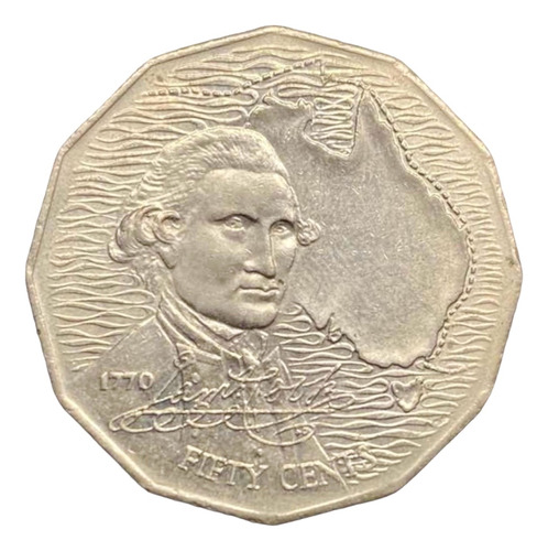 Australia - 50 Pence - Año 1970 - Km #69 - Capitan Cook
