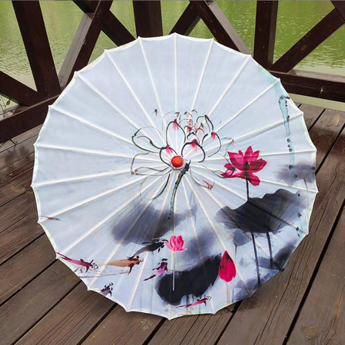Guarda-chuva De Papel Oleado Chinês, Guarda-sol De Branco