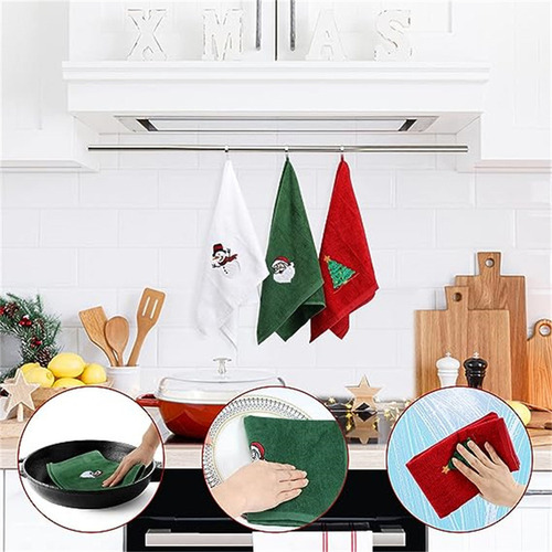 Toallas De Mano Navideñas De 3 Piezas, Toalla De Mano Y Cara