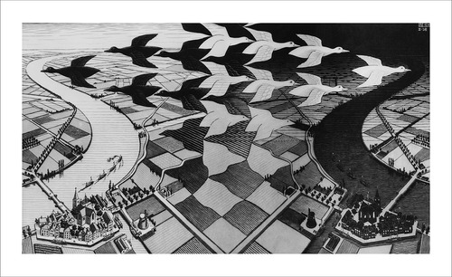 Lamina Fine Art Dia Y Noche Escher 60x98 Cm Myc