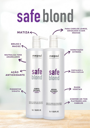 Shampoo E Máscara Matizadora 1l Safe Blond - Macpaul