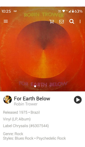 Robin Trower - For Earth Below (1975) Lp Vinil Nacional (Usado)
