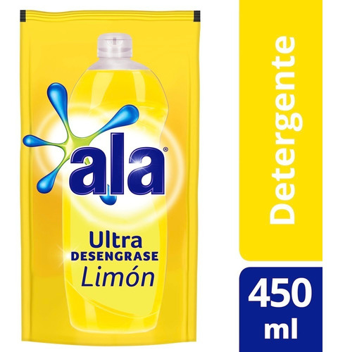 Imagen 3 de 4 de Detergente Ala Ultra Limon Doy Pack X 450ml