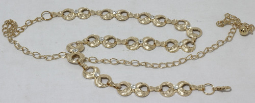 Imagem 3 de 4 de Cinto Feminino De Metal Dourado Com Strass