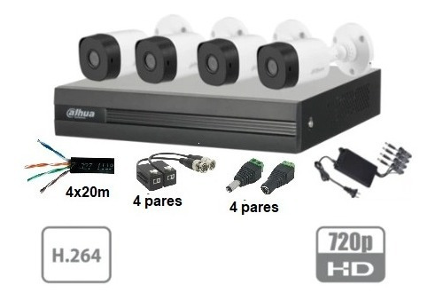 Imagen 1 de 8 de Kit Cctv De 4 Cámaras Dahua