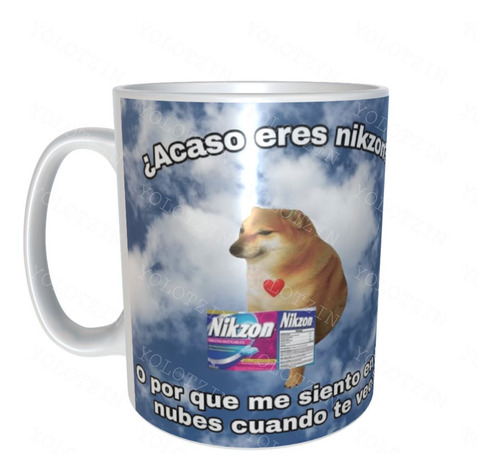 Taza Con Caja De Regalo Perro Cheems Meme En Las Nubes M3