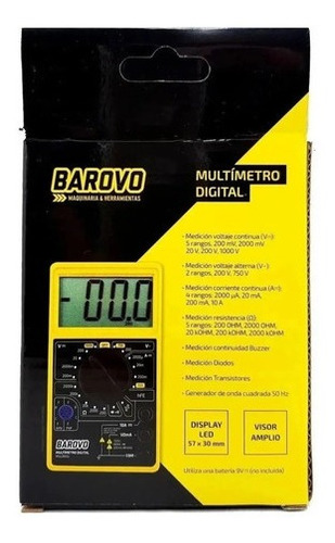 Imagen 3 de 5 de Multímetro Tester Digital Barovo Visor Amplio