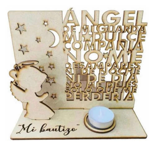 Ángel De La Guarda Para Vela/recuerdo/mdf/madera/10 Piezas!!