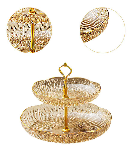 Plato De Frutas, Platos Para Servir, Elegante 2 Niveles Oro