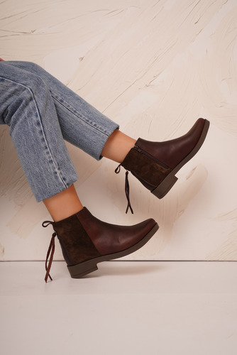 Botas Mujer Cuero 100% Taco Bajo Flecos Botinetas Chicago
