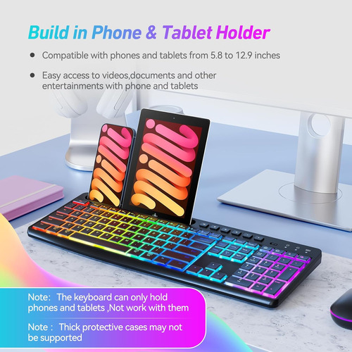 Combo Teclado Y Mouse Inalámbricos Con Retroiluminación Rgb