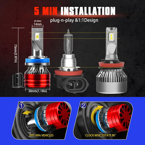 Kit Focos Led Para 2020-2023 Nissan Versa Luz Blanca Faros