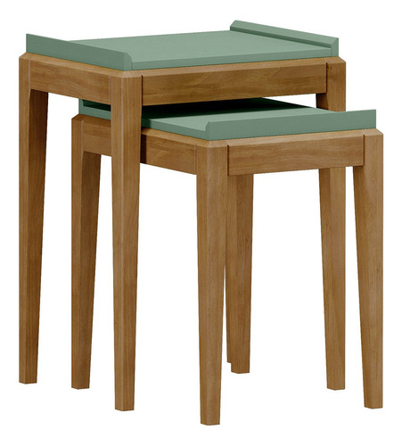 Mesa De Canto Kit 2 Peças Milão Verde/freijó - Finestra Cor Verde