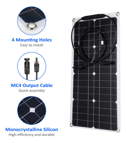 Bx Kit De Panel Solar Portátil De 25 W Y 16 V Con Conector