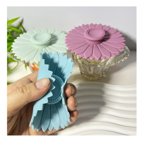 Cubiertas De Taza De Silicona De Girasol (juego De 3), Tapas