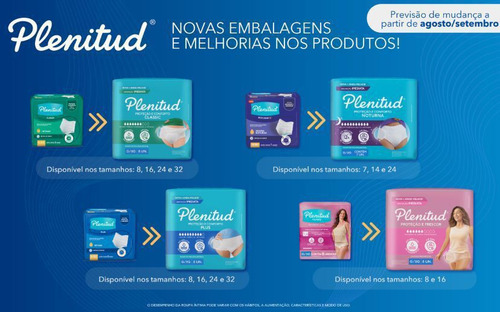 Fraldas Plenitud Plus P M Kit 64 Roupa Intima