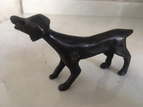 Cachorro Caçador Em Bronze Oxidado Magnífico Lindo 2 Peças Cor Preto