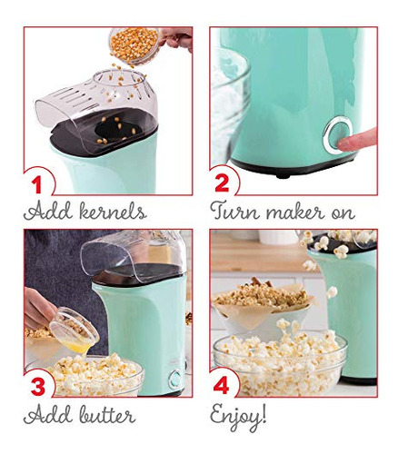 Popcorn Popper Dash Dapp150v2rd04 Hot Air, 16 Tazas, 1400 W,