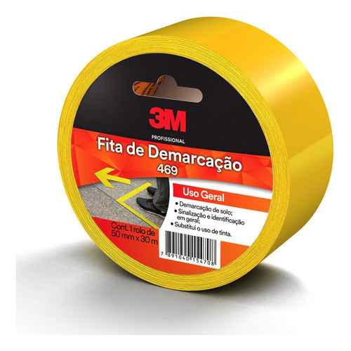 Fita Adesiva Demarcação Amarela 3m 50mm X 30m