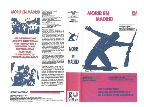 Morir En Madrid Vhs Frédéric Rossif Documental Vhs Nuevo