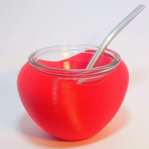 Mate Corazon Emoji 3d Interior De Vidrio Bombilla De Regalo