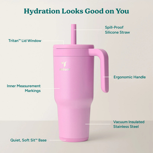Termo Antiderrame Reduce 34 Oz Chiller Travel Mug Con Asa Nieve De Fresa