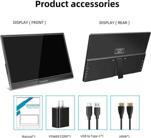 Monitor Portátil Thinlerain De 15,6 Pulgadas Fhd 1080p Con Y