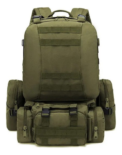 Mochila Táctica Militar 60 L Desmontable + Banano + Pouch 