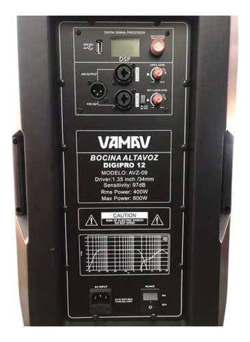 Bafle 12 Amplificado Con Dsp Configurabe, 400w Rms Vamav Di