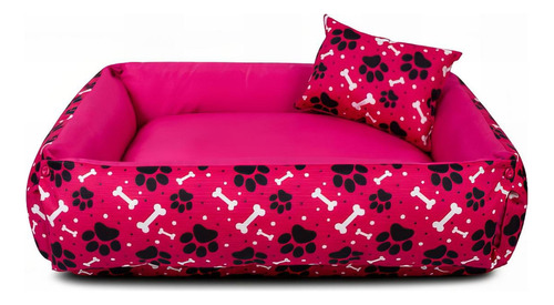 Cama Caminha Pet Cachorro Cama De Cachorro Dupla Face 65x50 Cor Rosa Desenho Patinhas