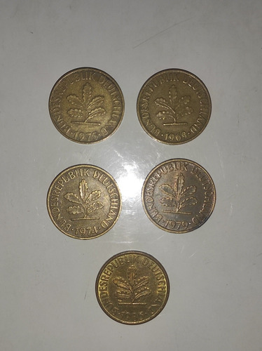 Monedas Antiguas Alemania 10 Pfennig Años1969-1973-1974-1979