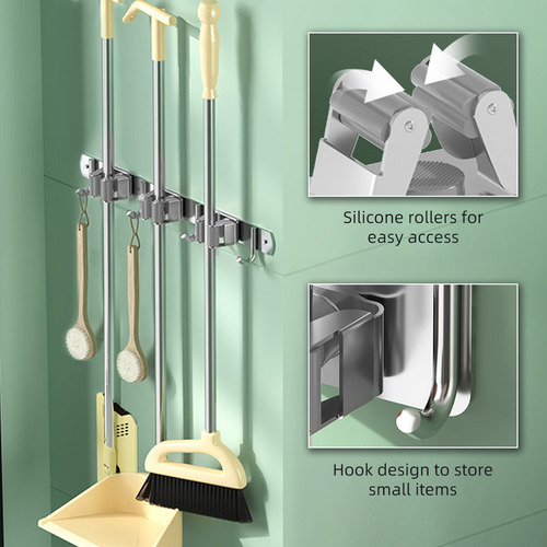 Soporte Escobas Pared Acero Inoxidable.pzs