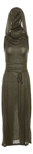 Vestido Largo Sin Mangas Con Capucha De Moda Estilo Coreano