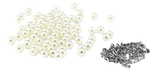 100 Piezas Remaches De Perlas Botón De Cuentas De 8 Mm