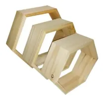 Comprar Estantes X3 Set Repisas Madera Pino Hexágonos 