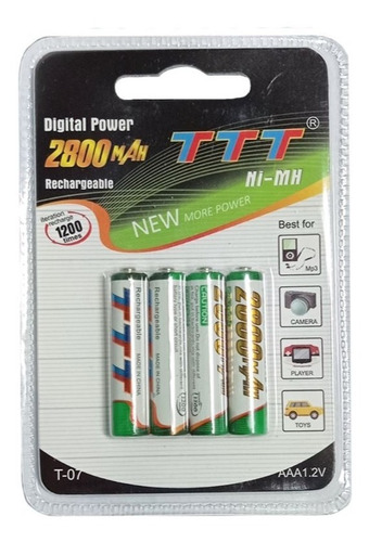 Paquete De 4 Pilas Triple A Recargables 4 Unidades