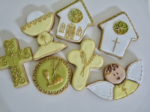 Cookies Decoradas Comunión/bautismo + Etiqueta Personalizada