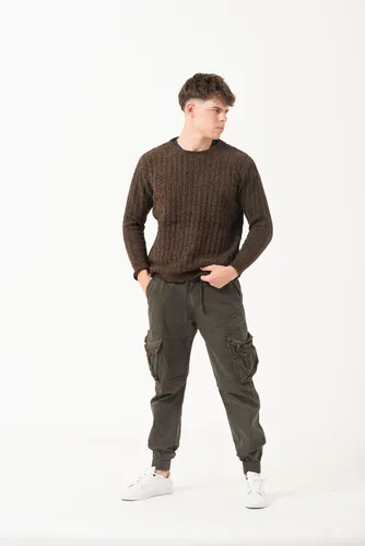 Sweater De Hombre Tejido Grueso Strech Liso Con Canelon Liso