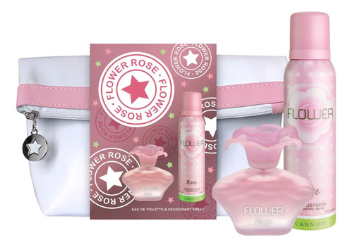 Perfume Mujer Flower Rose Eau De Toilette 40ml + Desodorante + Bolso Necessaire