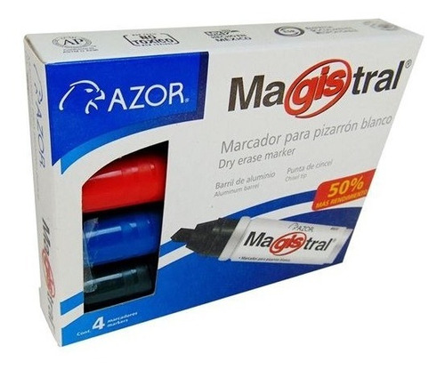 Marcador Pizarrón Magistral Aluminio C/4 Colores 830-4 /vc