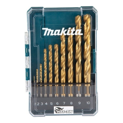 Set Brocas Metal 1-10mm Hss-titanio 10 Pzas Makita D-72849