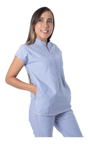 Uniforme Antifluido / Cierre En Pecho / Tela Oxford Algodon