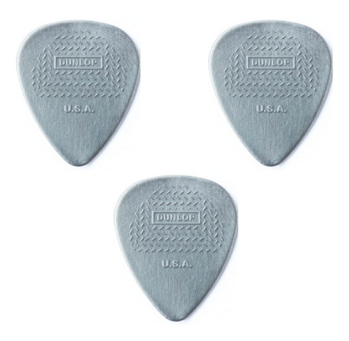 Kit C/ 3 Palheta Cinza Jim Dunlop Nylon Max Grip 0.73mm