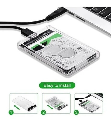 Imagen 2 de 5 de Cofre Case Transparente Disco Duro Sata2.5 Usb3.0