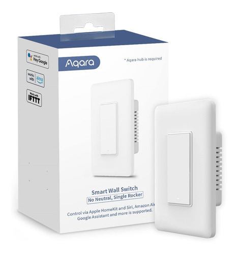 Imagen 1 de 4 de Aqara Interruptor Simple Sin Neutro Homekit, Alexa & Google