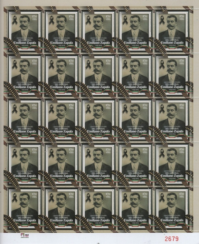 Imagen 1 de 3 de Timbre Postal De Emiliano Zapata Plantilla Completa 25 Pieza