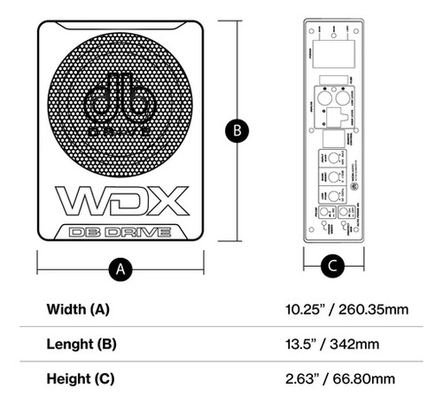 Subwoofer Plano Amplificado Db Drive Wdx-as10 250 W Rms 10 Negro