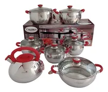 Comprar Set De Ollas Valeska De 13 Pcs Acero Inoxidable Tapa Vidrio 
